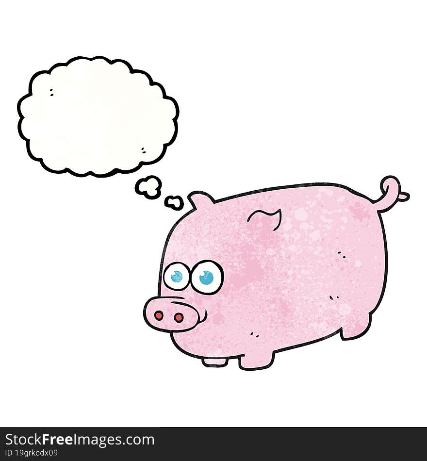 Thought Bubble Textured Cartoon Pig