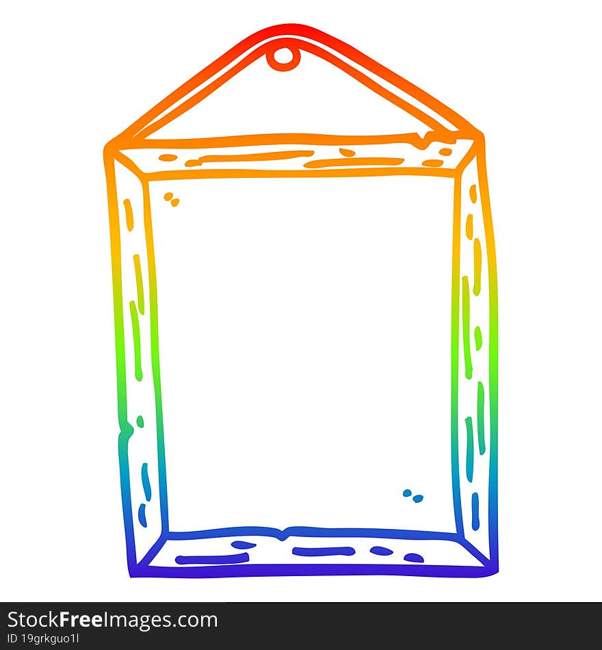 rainbow gradient line drawing of a cartoon picture frame