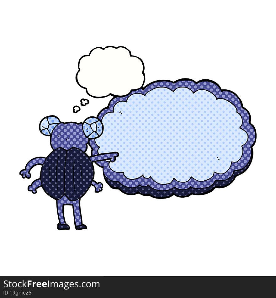 Thought Bubble Cartoon Pointing Insect