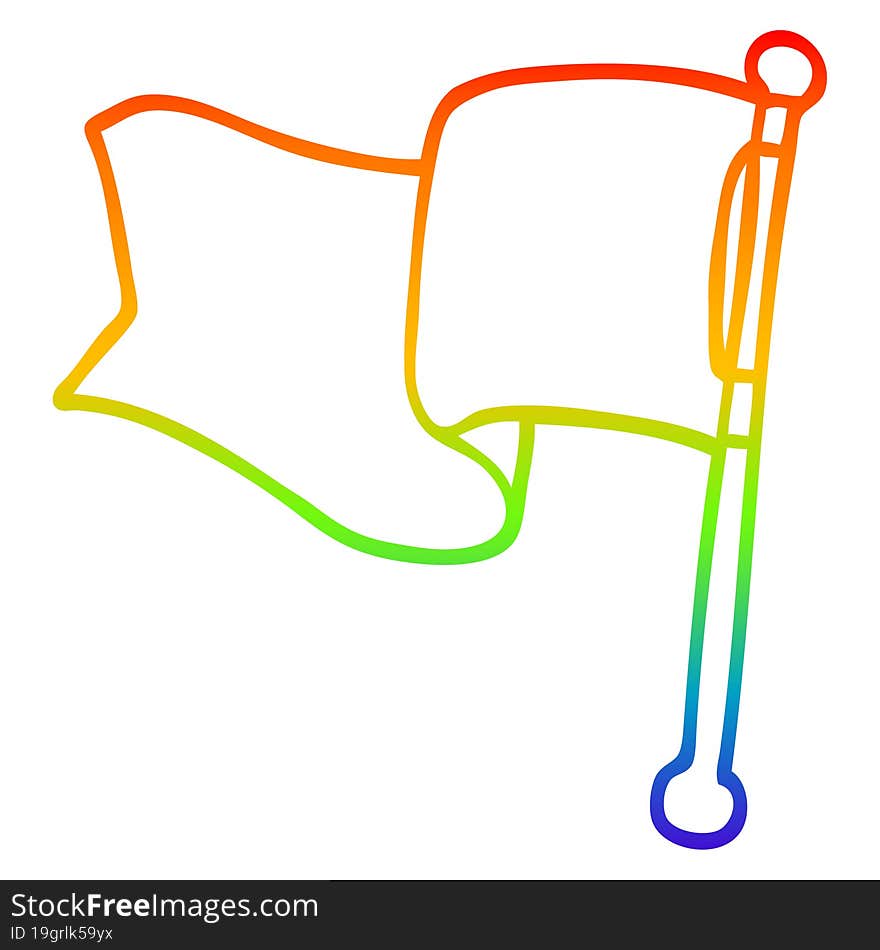 rainbow gradient line drawing cartoon red flag