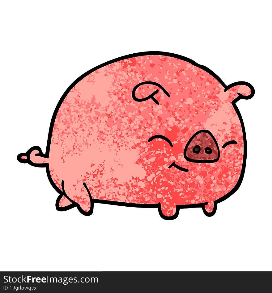 grunge textured illustration cartoon pig