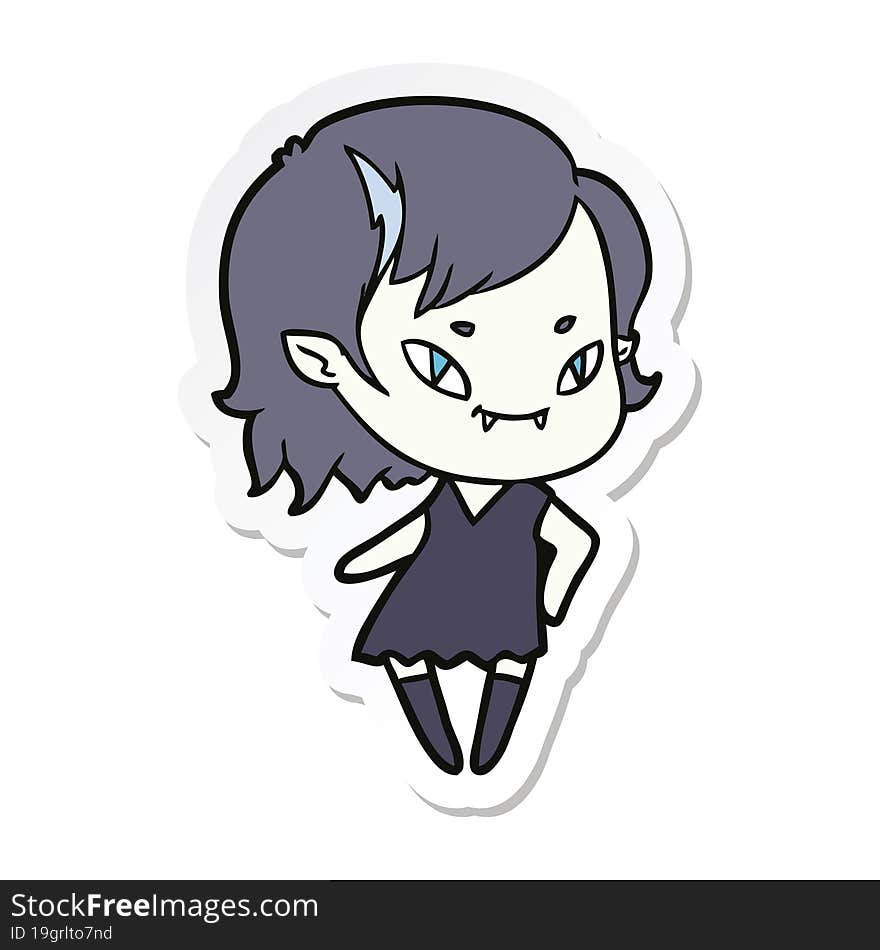 Sticker Of A Cartoon Cool Vampire Girl