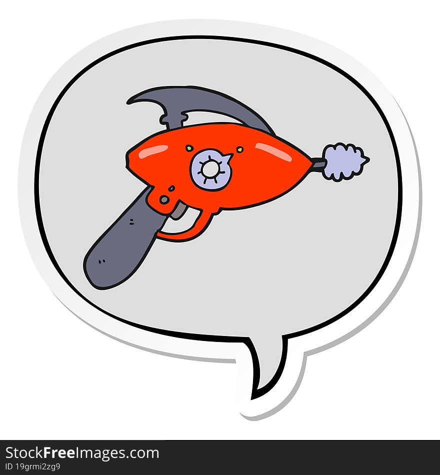 cartoon ray gun and speech bubble sticker