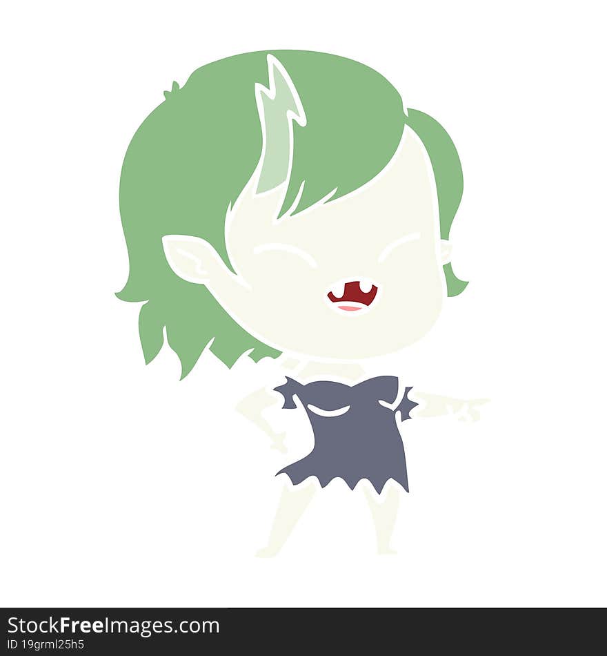 flat color style cartoon vampire girl pointing and laughing