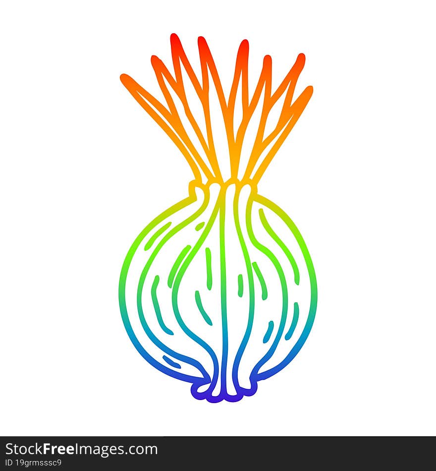 Rainbow Gradient Line Drawing Cartoon Sprouting Onion