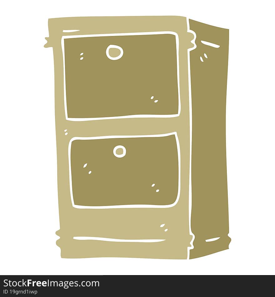 flat color illustration of a cartoon chest of drawers