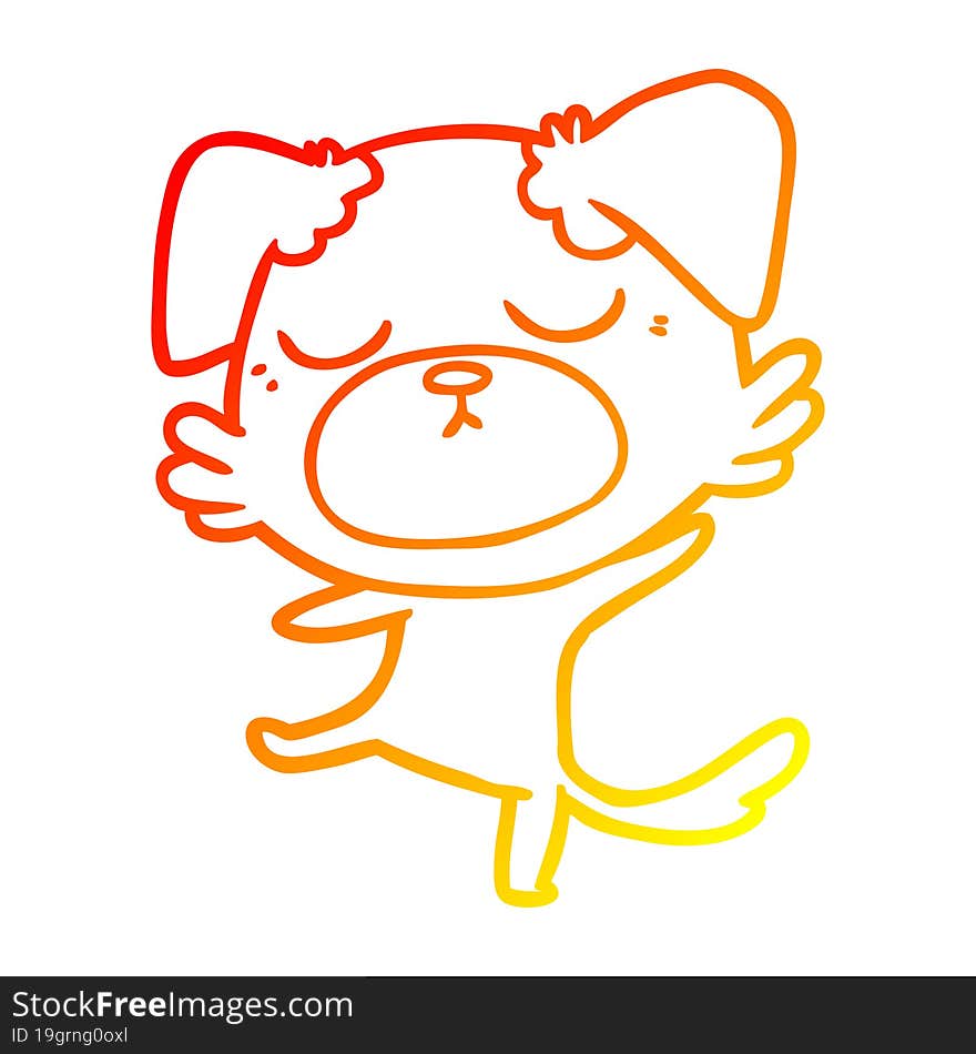 Warm Gradient Line Drawing Cute Cartoon Dog