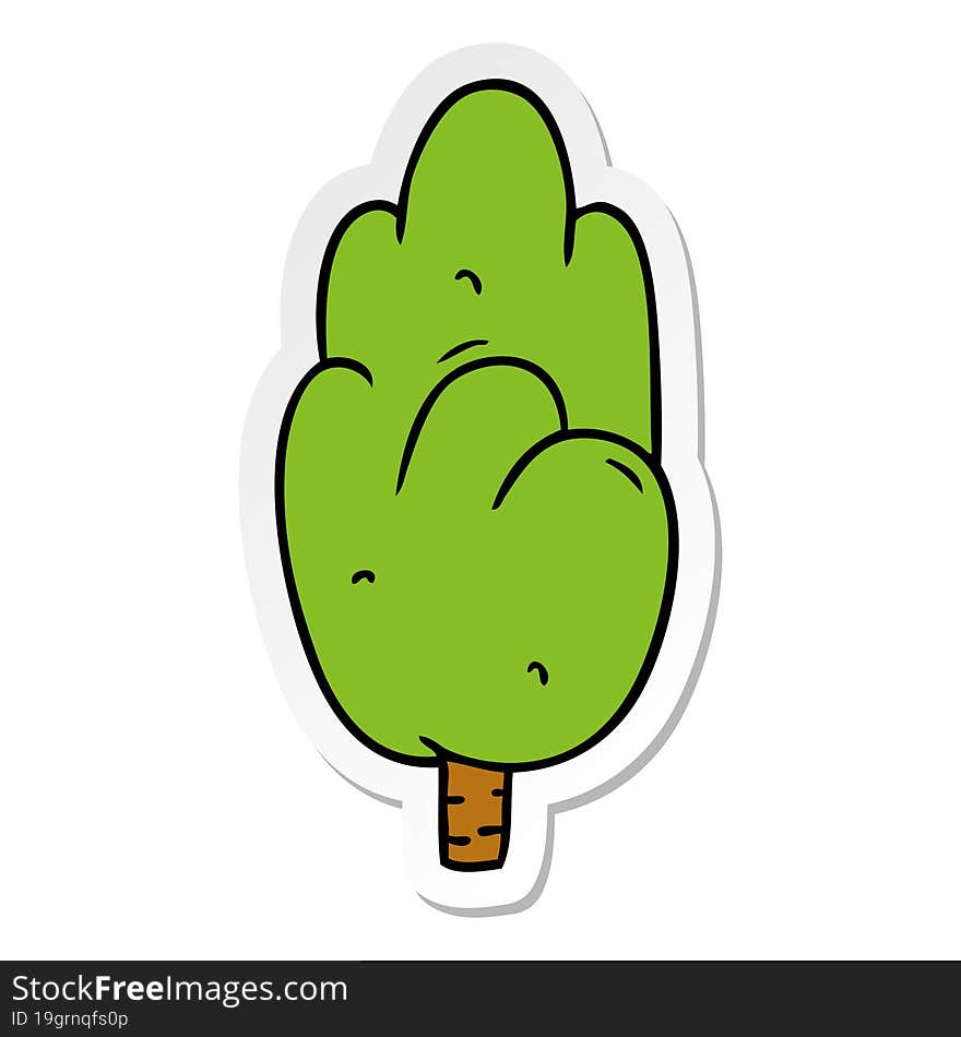 hand drawn sticker cartoon doodle single green tree