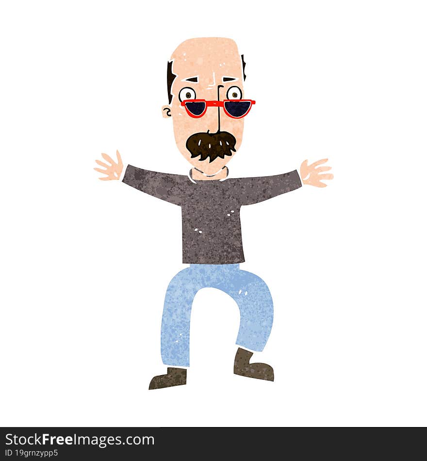 cartoon old man waving arms