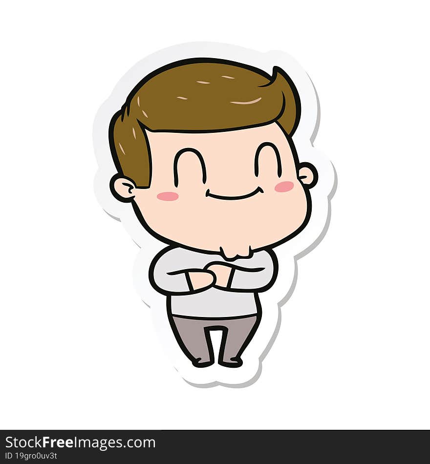 Sticker Of A Cartoon Happy Man