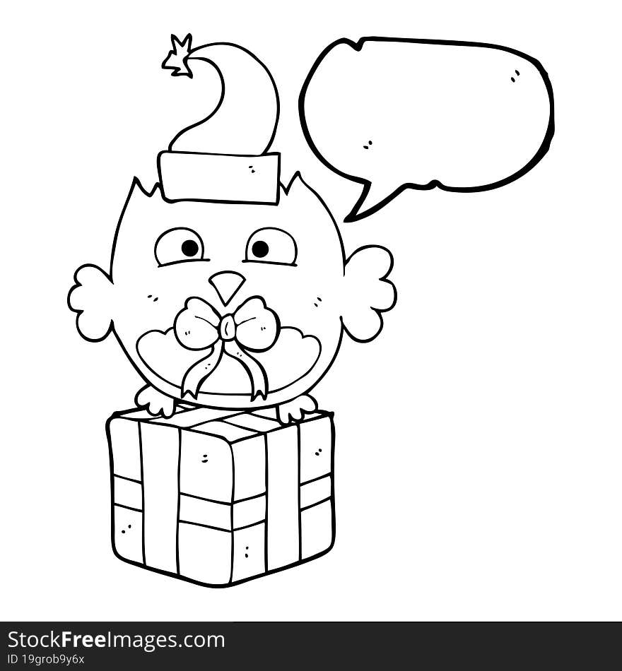 Speech Bubble Cartoon Christmas Owl