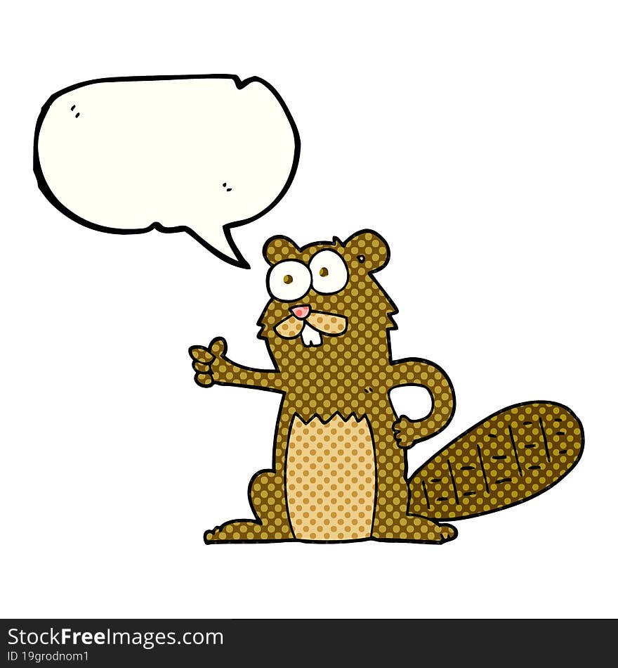 freehand drawn comic book speech bubble cartoon beaver