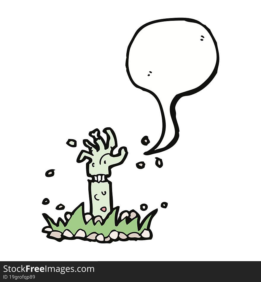 Cartoon Zombie Arm With Speech Bubble