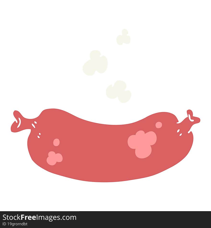 flat color illustration of a cartoon hot sausage