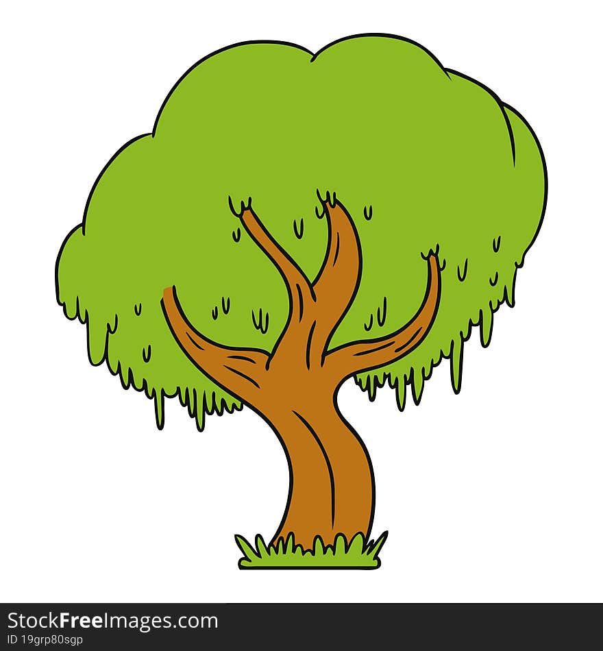 cartoon doodle of a green tree