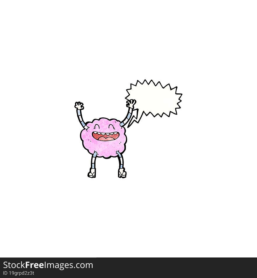 cartoon happy cloud monster with speech bubble