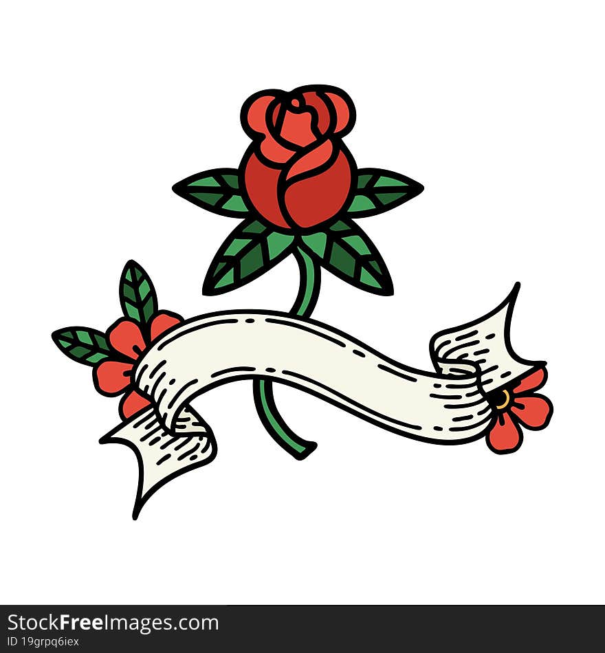 tattoo with banner of a rose