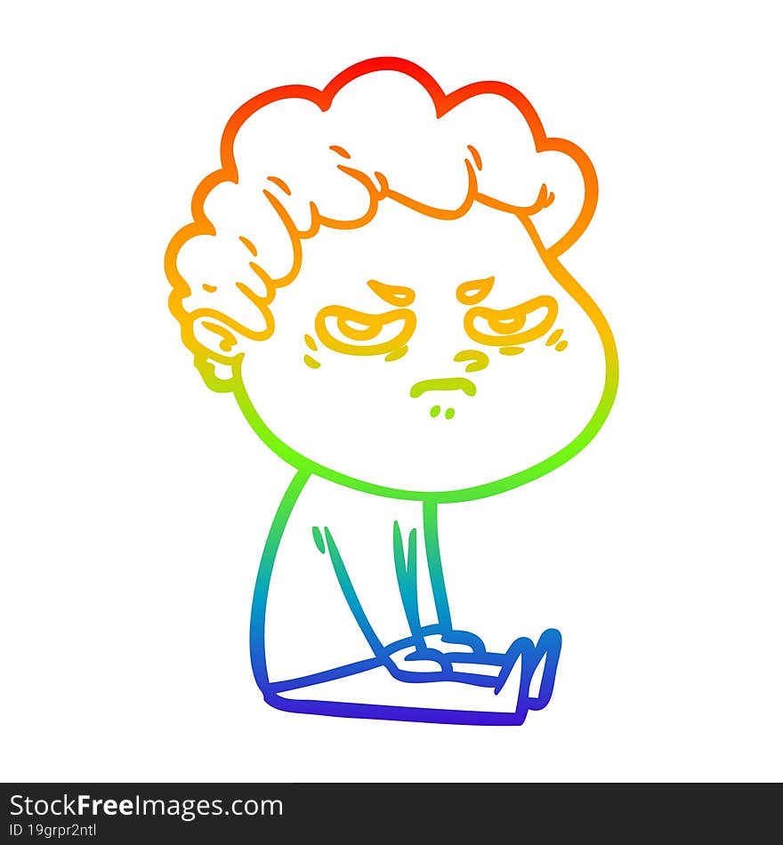 rainbow gradient line drawing cartoon angry man