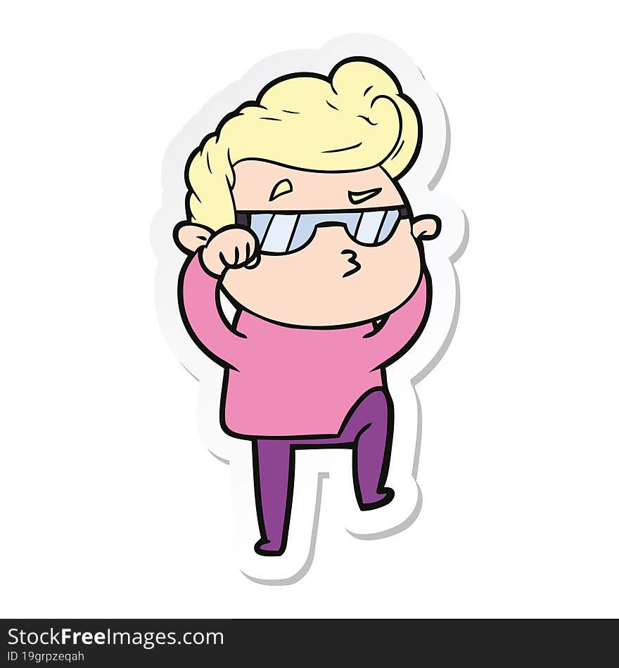 sticker of a cartoon cool guy