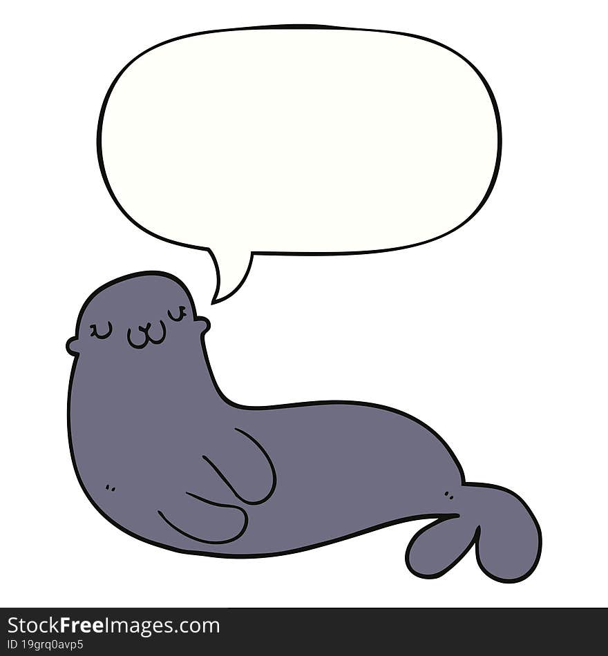 cute cartoon seal and speech bubble