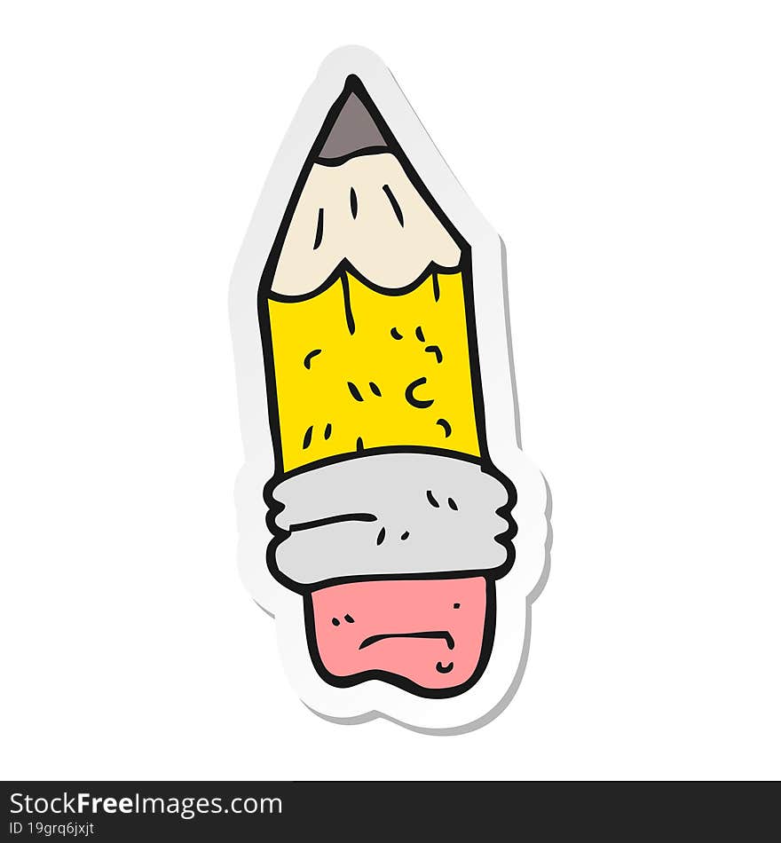 sticker of a cartoon pencil stub