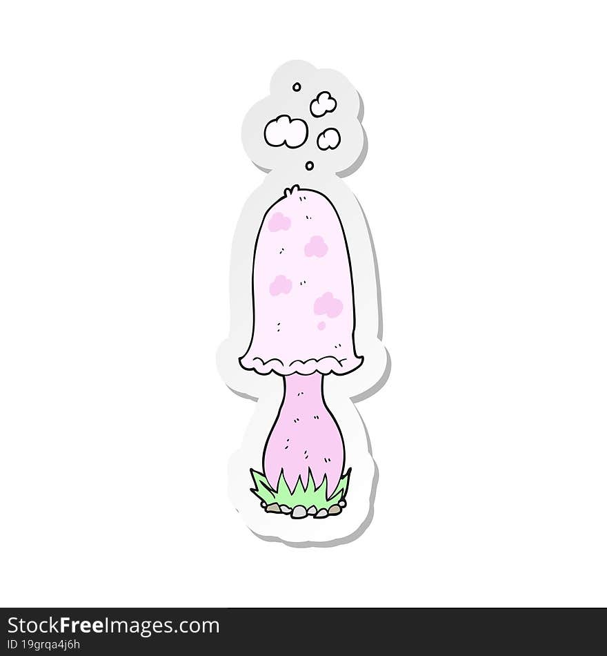 sticker of a cartoon toadstool