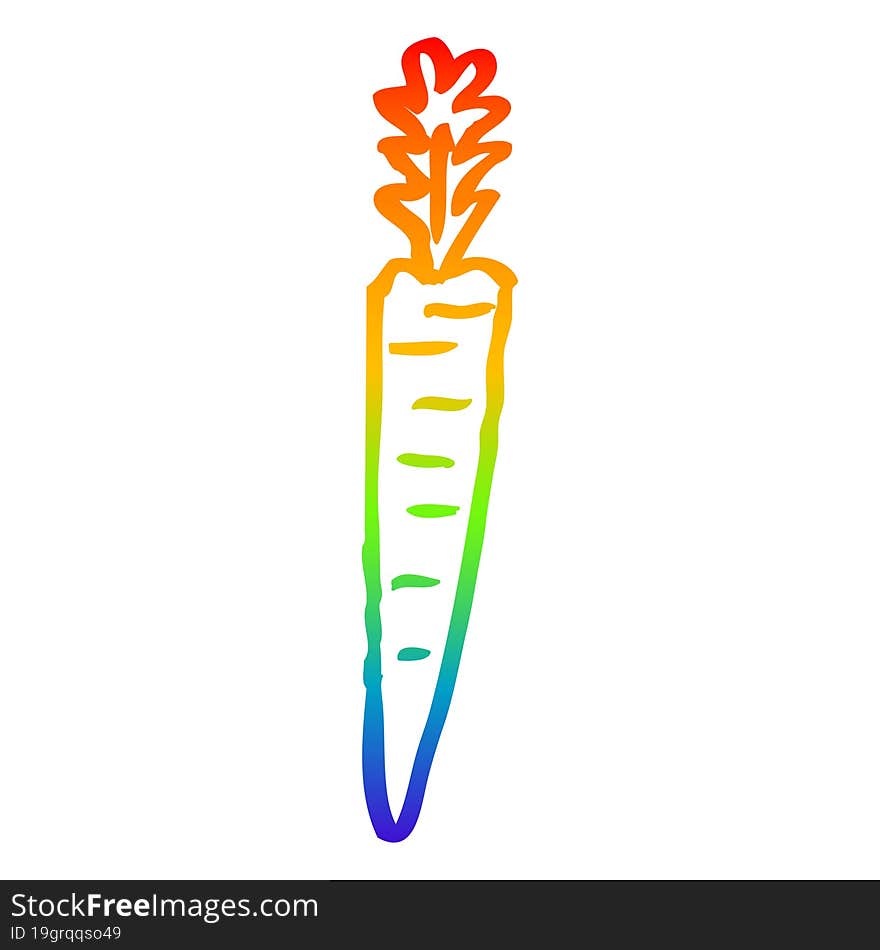 Rainbow Gradient Line Drawing Cartoon Yellow Carrot