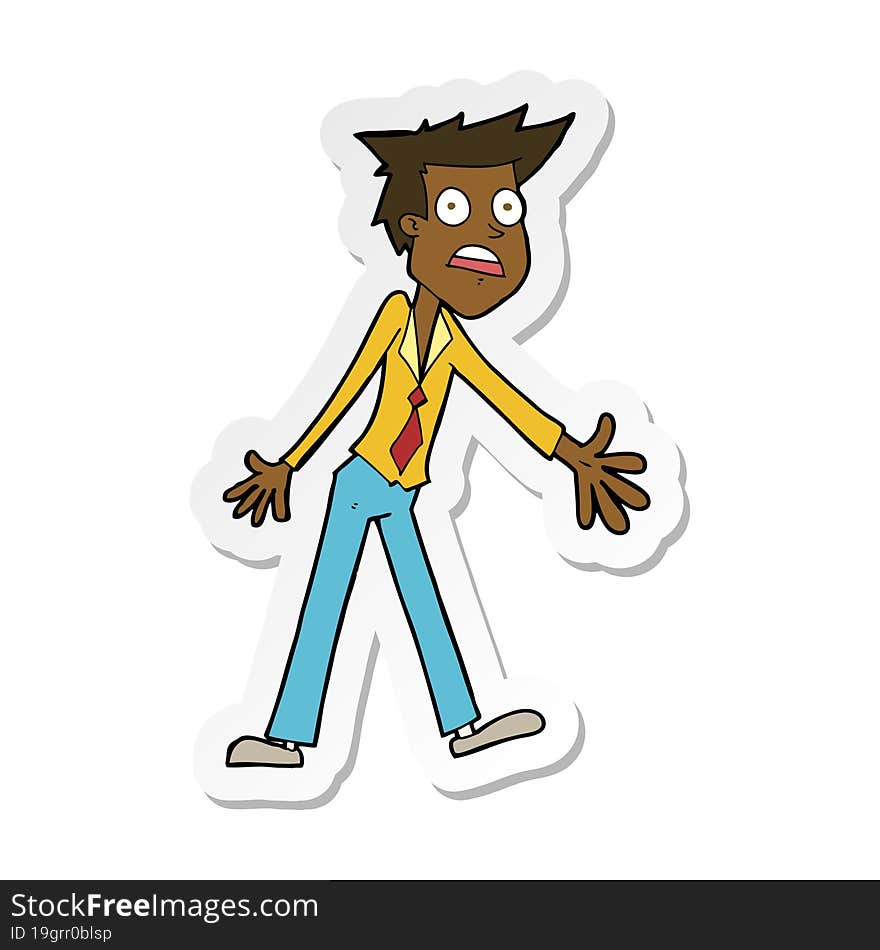 sticker of a cartoon stressed man