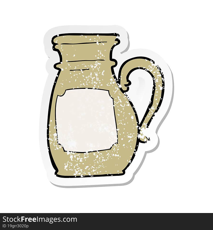 retro distressed sticker of a cartoon jug