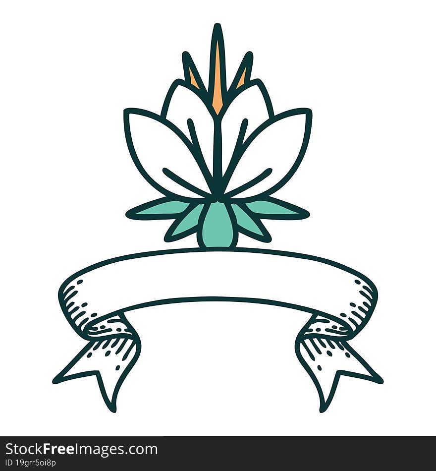 tattoo with banner of a water lily