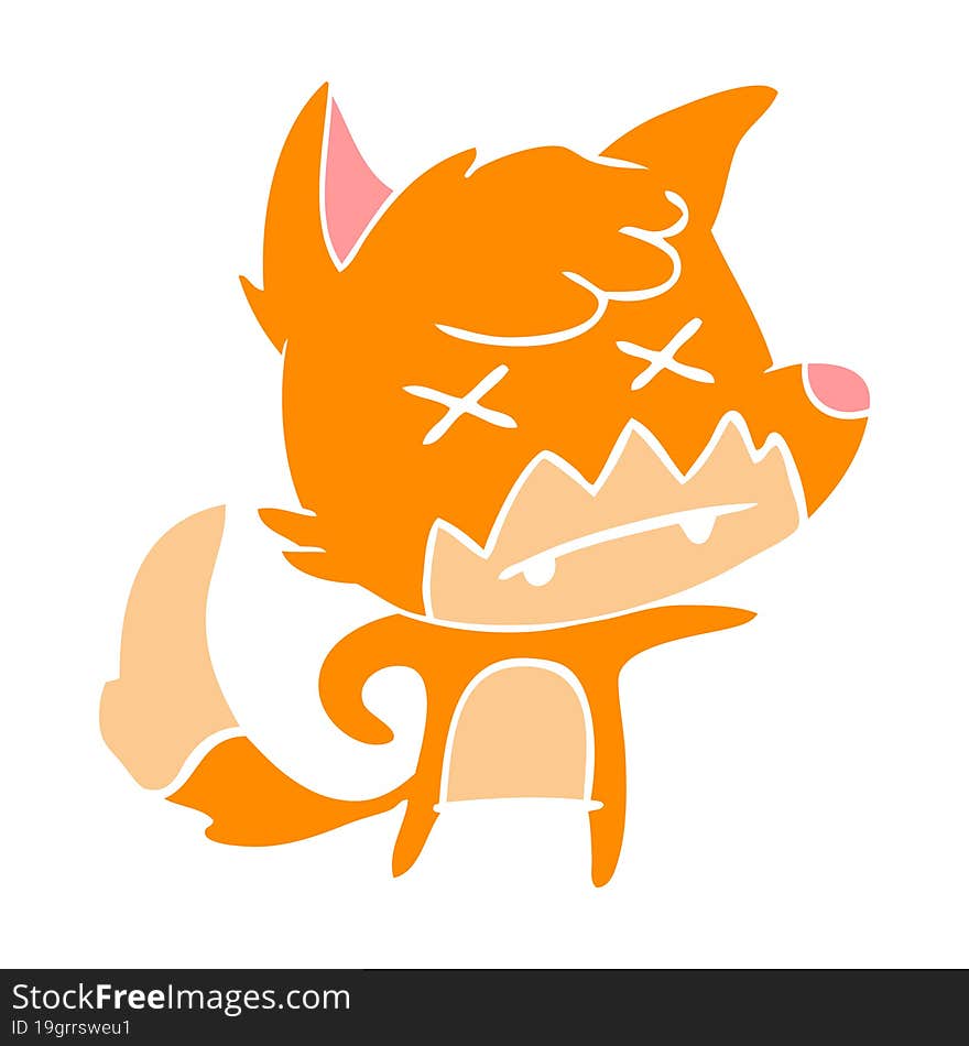 flat color style cartoon dead fox