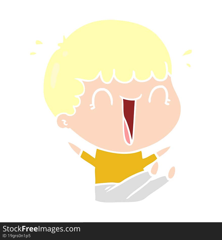 Laughing Flat Color Style Cartoon Man