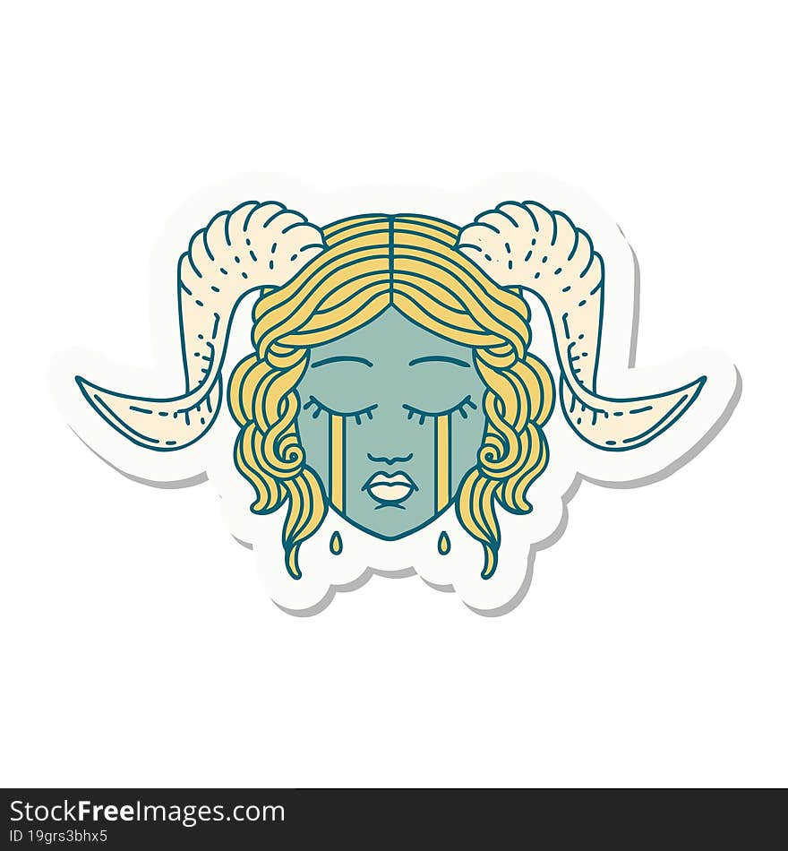 crying tiefling character face sticker