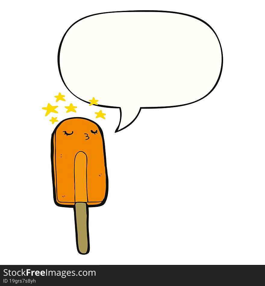 Cartoon Ice Lolly And Speech Bubble