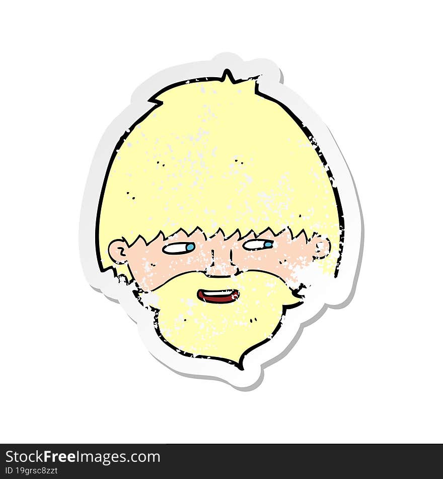 retro distressed sticker of a cartoon bearded man