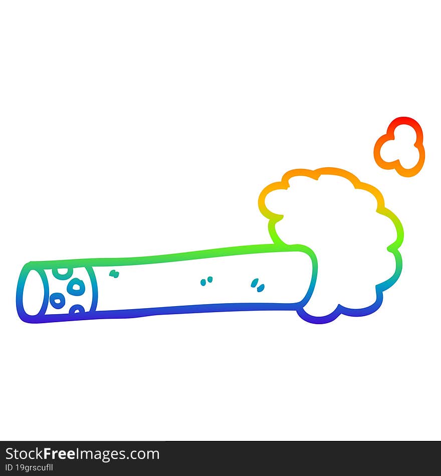 rainbow gradient line drawing cartoon cigarette