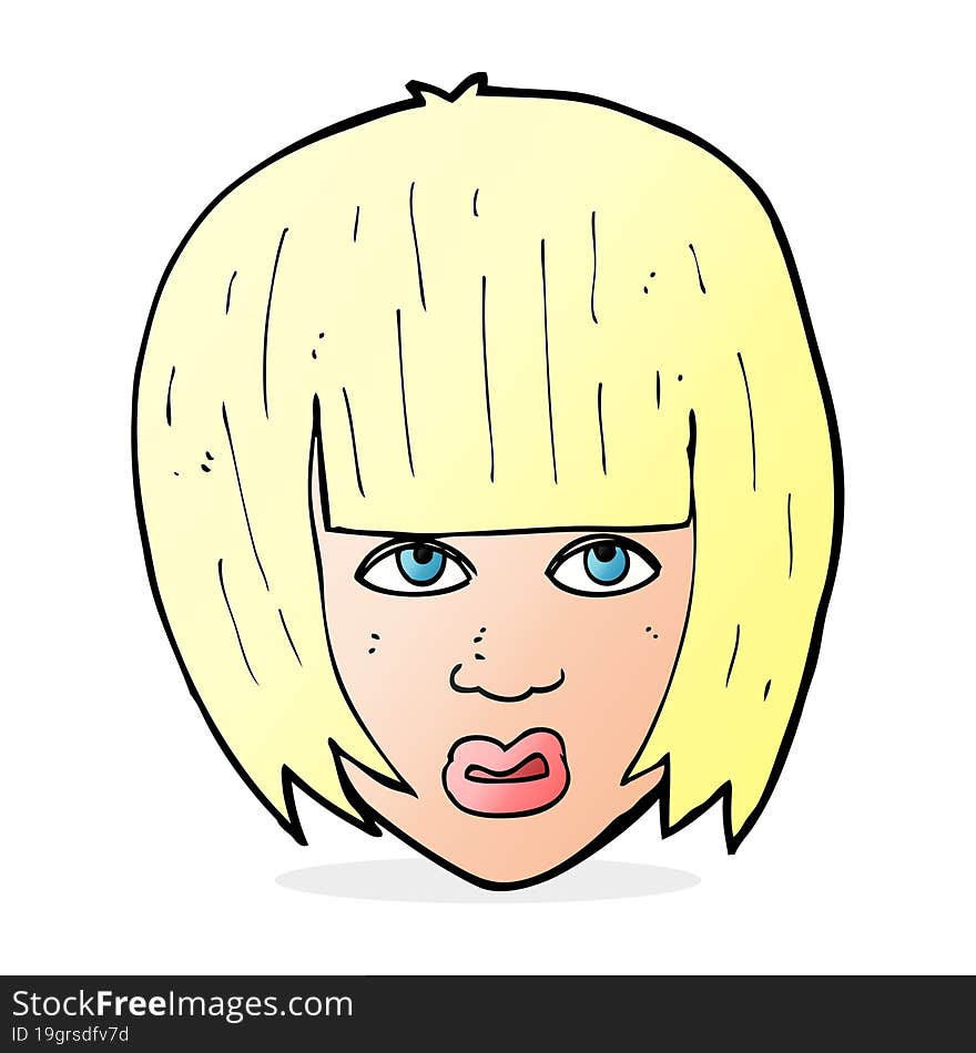 Cartoon Annoyed Girl With Big Hair