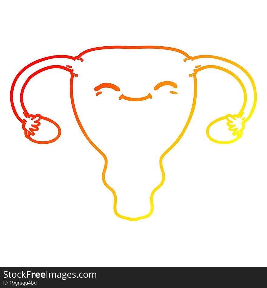 Warm Gradient Line Drawing Cartoon Uterus