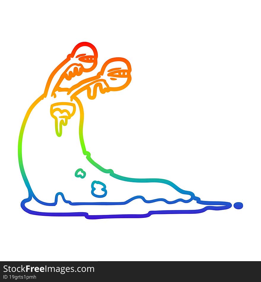 rainbow gradient line drawing gross cartoon slug