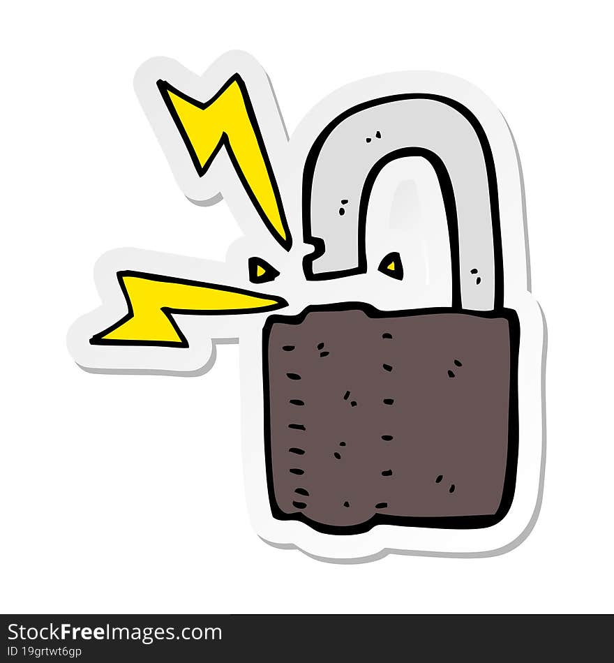 sticker of a cartoon padlock symbol