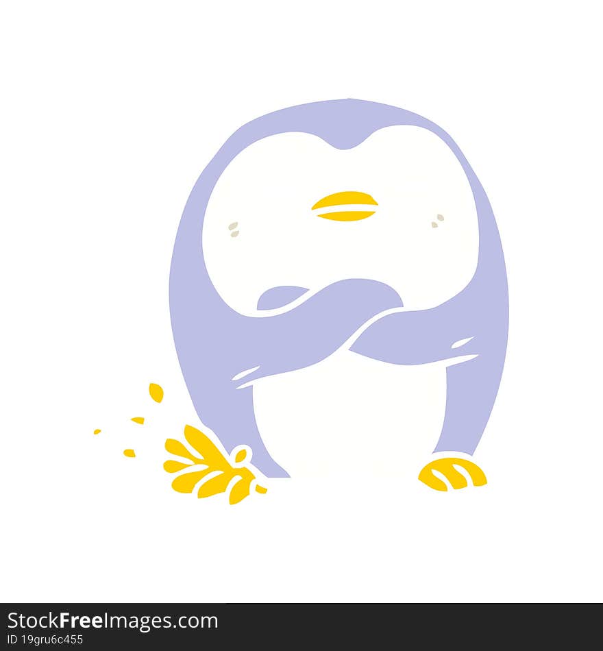 flat color style cartoon penguin tapping foot