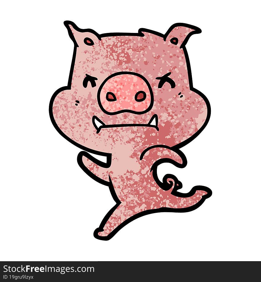 angry cartoon pig charging. angry cartoon pig charging