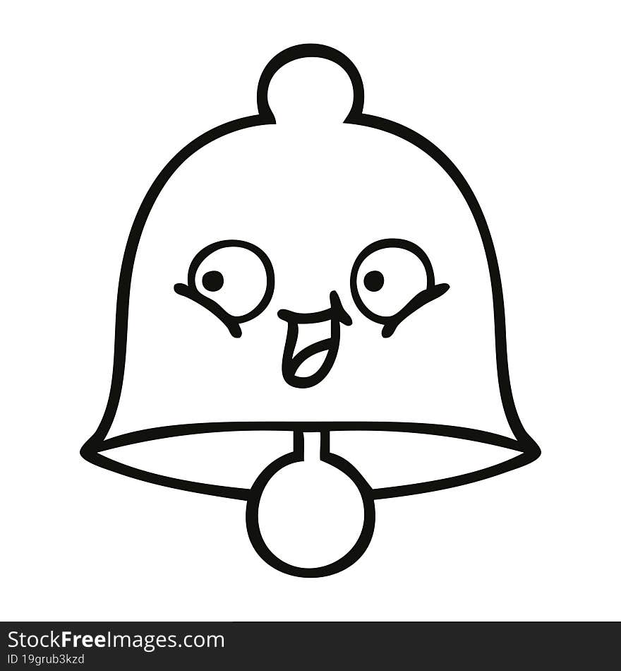 line drawing cartoon of a bell. line drawing cartoon of a bell