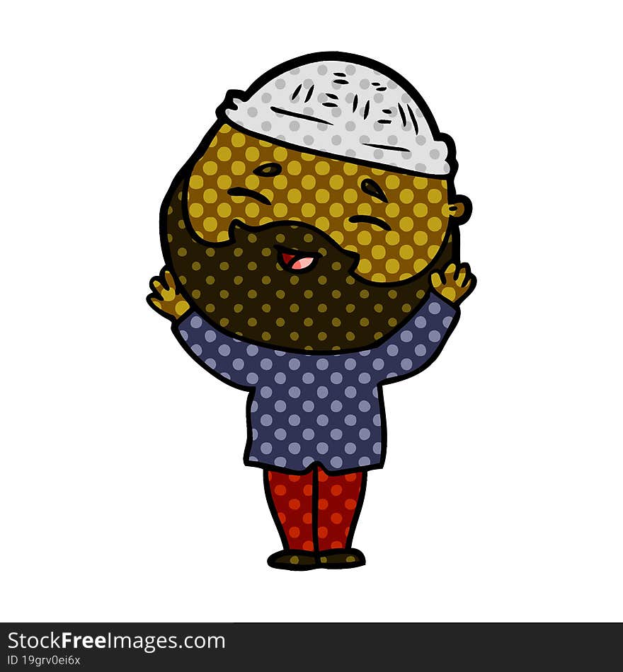 cartoon happy bearded man. cartoon happy bearded man