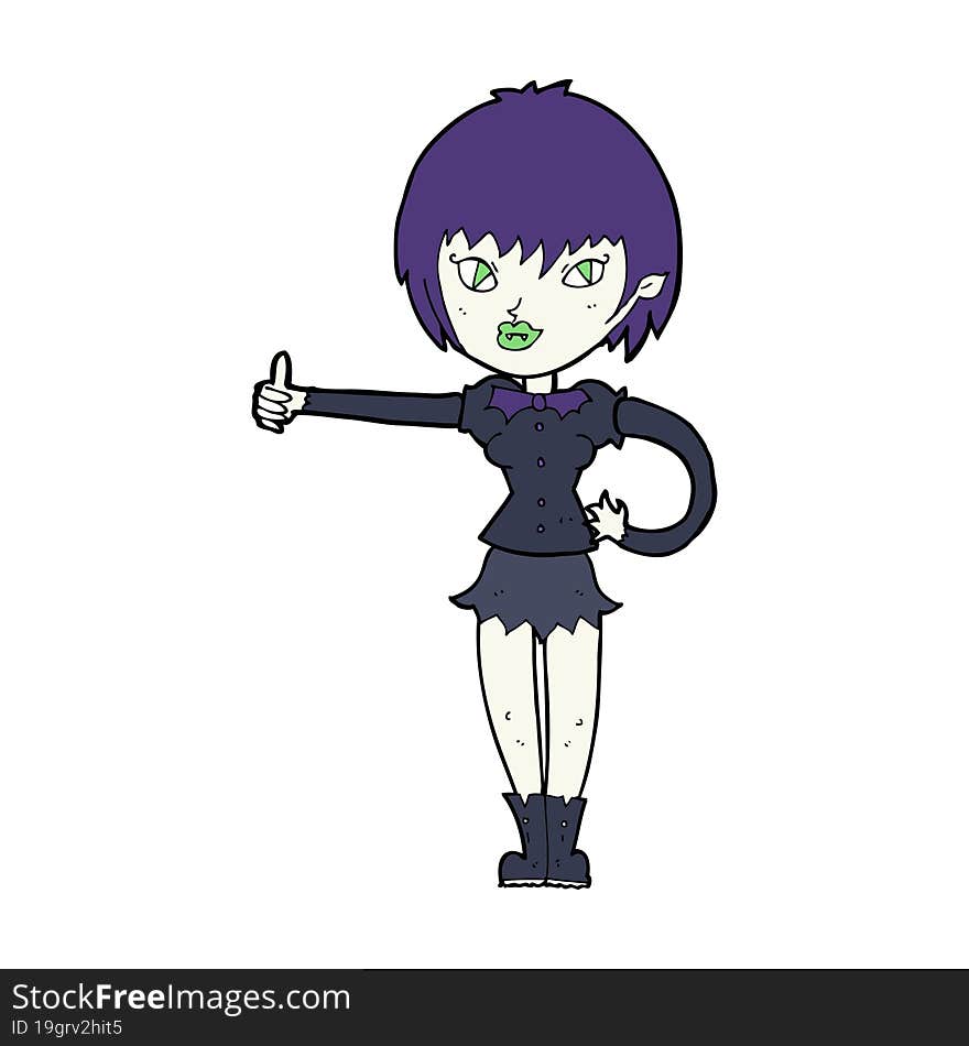 Cartoon Vampire Girl Giving Thumbs Up Sign