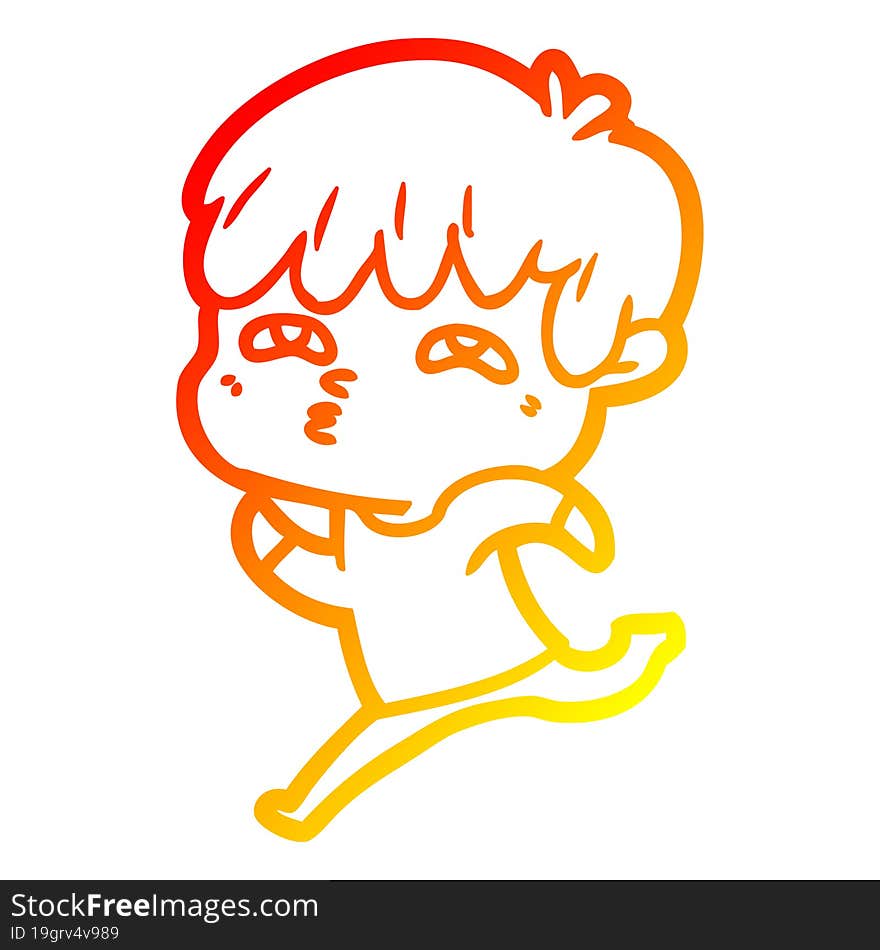 Warm Gradient Line Drawing Cartoon Curious Man