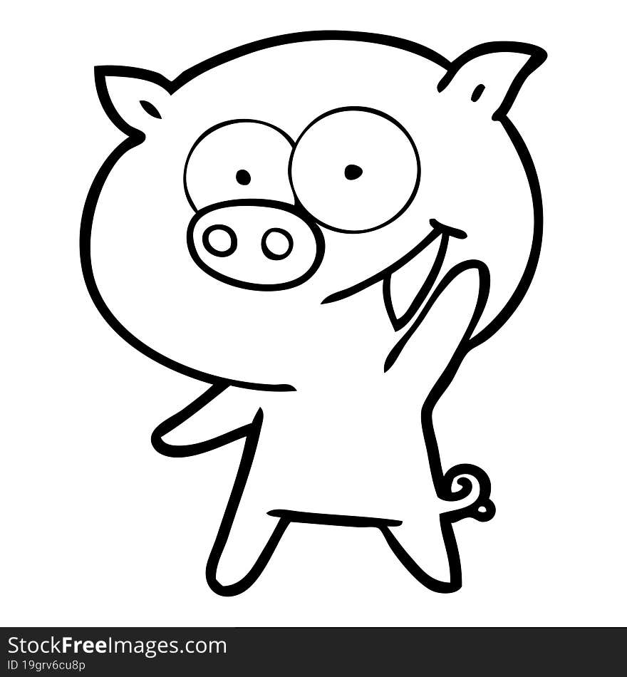 cheerful pig cartoon. cheerful pig cartoon