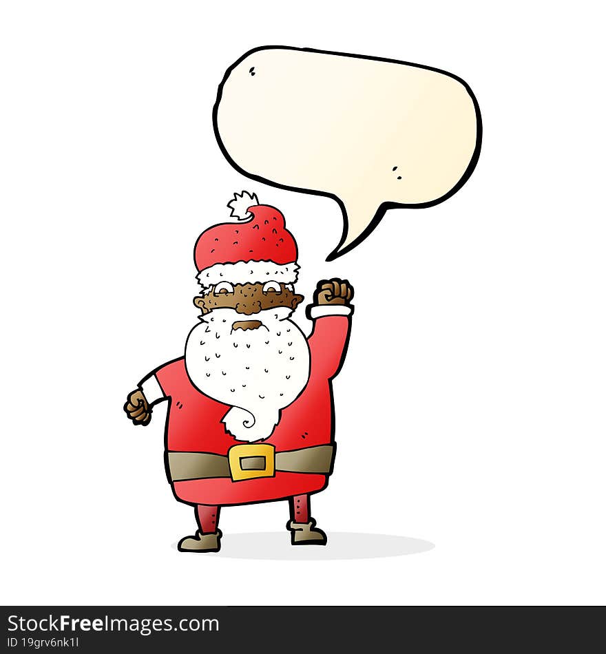 cartoon angry santa claus with speech bubble