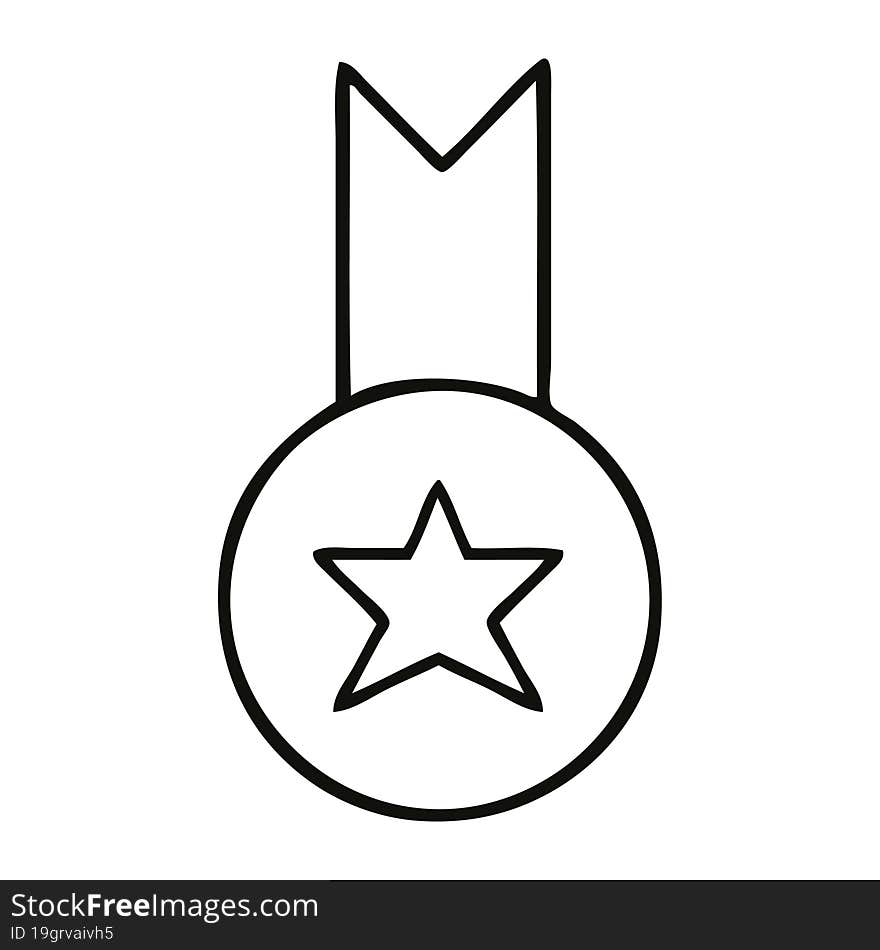 Line Drawing Cartoon Gold Medal