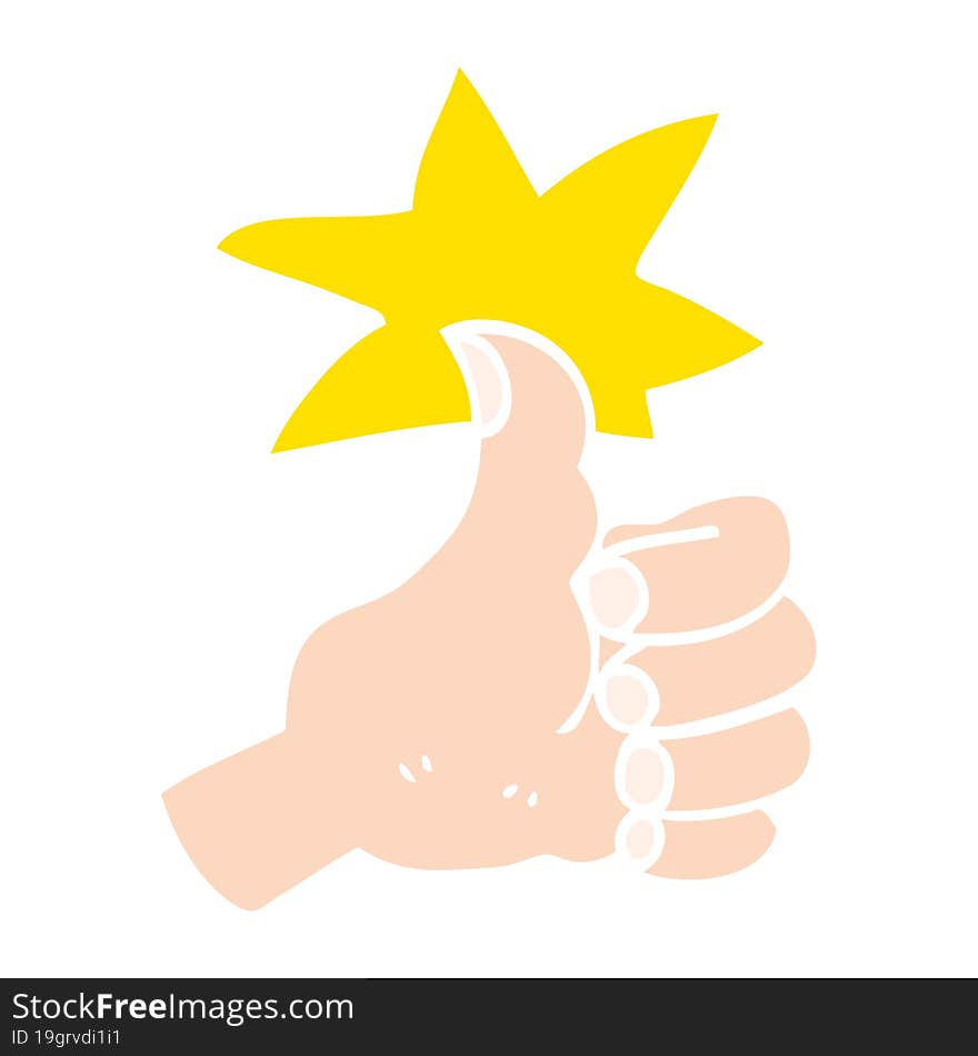 flat color illustration cartoon thumbs up symbol